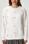 Kadın Pretty Beyaz Pembe Minik Kalp Sweatshirt