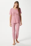 Kadın Pretty Woman Viskon Bisiklet Yaka Kısa Kol Pembe Alt Üst Pijama Takımı