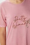 Kadın Pretty Woman Viskon Bisiklet Yaka Kısa Kol Pembe Alt Üst Pijama Takımı