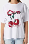 Kadın Redcherry Taşlı Kiraz Desen T-Shirt