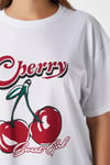 Kadın Redcherry Taşlı Kiraz Desen T-Shirt