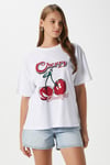 Kadın Redcherry Taşlı Kiraz Desen T-Shirt