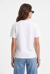 Kadın Rise Dekoratif Yaka Tok Doku %100 Pamuk Beyaz T-Shirt