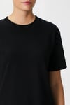 Kadın Rise Dekoratif Yaka Tok Doku %100 Pamuk Siyah T-Shirt