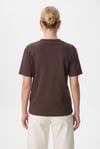Kadın Rise Dekoratif Yaka Tok Doku %100 Pamuk Kahverengi T-Shirt