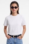 Kadın Rise Dekoratif Yaka Tok Doku %100 Pamuk Beyaz T-Shirt