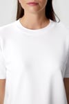 Kadın Rise Dekoratif Yaka Tok Doku %100 Pamuk Beyaz T-Shirt