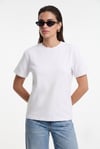 Kadın Rise Dekoratif Yaka Tok Doku %100 Pamuk Beyaz T-Shirt