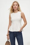 Kadın Rowe %100 Pamuk Peplum Sıfır Kol Ekru Bluz