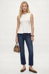 Kadın Rowe %100 Pamuk Peplum Sıfır Kol Ekru Bluz