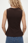 Kadın Rowe %100 Pamuk Peplum Sıfır Kol Kahverengi Bluz