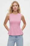 Kadın Rowe %100 Pamuk Peplum Sıfır Kol Pembe Bluz
