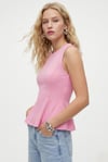 Kadın Rowe %100 Pamuk Peplum Sıfır Kol Pembe Bluz