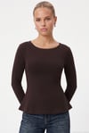 Kadın Runa New Premium Acı Kahverengi Peplum Bluz