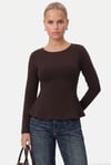 Kadın Runa New Premium Acı Kahverengi Peplum Bluz