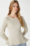 Kadın Runa Premium Bej Peplum Bluz