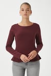 Kadın Runa Premium Bordo Peplum Bluz