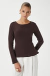 Kadın Runa Premium Kahverengi Peplum Bluz