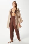 Kadın Sandra %100 Pamuk Müslin Bağcıklı Bej Kimono