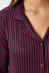 Kadın Secret Extra Soft Lacivert Bordo Çizgili Pijama Takımı