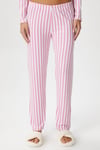 Kadın Secret Extra Soft Pembe Beyaz  Çizgili Pijama Takım