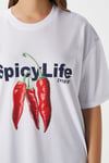 Kadın Spicy Biber Desenli Oversize T-Shirt