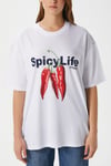 Kadın Spicy Biber Desenli Oversize T-Shirt