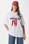 Kadın Spicy Biber Desenli Oversize T-Shirt