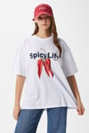 Kadın Spicy Biber Desenli Oversize T-Shirt