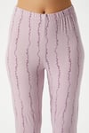 Kadın Spring Yumuşak Doku Lila Bahar Dalı Ön Düğmeli Kısa Kollu Pijama Takımı