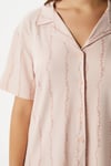 Kadın Spring Yumuşak Doku Pudra Bahar Dalı Ön Düğmeli Kısa Kollu Pijama Takımı