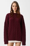 Kadın Stella Yumuşak Oversize Bordo Triko Kazak