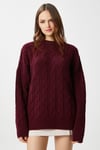 Kadın Stella Yumuşak Oversize Bordo Triko Kazak