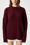 Kadın Stella Yumuşak Oversize Bordo Triko Kazak