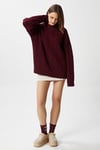 Kadın Stella Yumuşak Oversize Bordo Triko Kazak