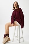 Kadın Stella Yumuşak Oversize Bordo Triko Kazak