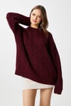 Kadın Stella Yumuşak Oversize Bordo Triko Kazak