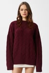 Kadın Stella Yumuşak Oversize Bordo Triko Kazak