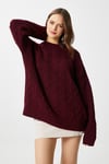 Kadın Stella Yumuşak Oversize Bordo Triko Kazak