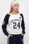 Kadın Stone Kayık Yaka Sweatshirt Şeritli Alt Eşofman Lacivert Alt Üst Takım