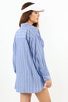 Kadın Stripe %100 Pamuk Oversize Çizgili Uzun Gömlek