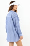 Kadın Stripe %100 Pamuk Oversize Çizgili Uzun Gömlek