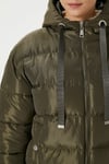 Kadın Strong Oversize Şişme Dik Kapüşonlu Haki Mont