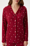 Kadın Sweety Extra Soft Bordo Kalpli Pijama Takımı