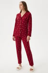 Kadın Sweety Extra Soft Bordo Kalpli Pijama Takımı