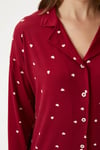 Kadın Sweety Extra Soft Bordo Kalpli Pijama Takımı