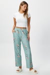 Kadın Teddi Ultra Yumuşak Cepli Mint Penguen Desen Yılbaşı Pijama Altı