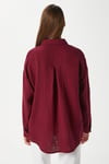 Kadın Tilda %100 Pamuk Müslin Oversize Bordo Gömlek
