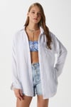Kadın Tilda %100 Pamuk Müslin Oversize Beyaz Gömlek