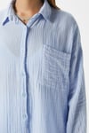 Kadın Tilda %100 Pamuk Müslin Oversize Mavi Gömlek